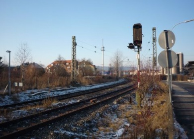 Beginn der Oberleitung (km 44,35)